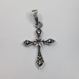 Sterling & Marcasite Vintage Cross Pendant